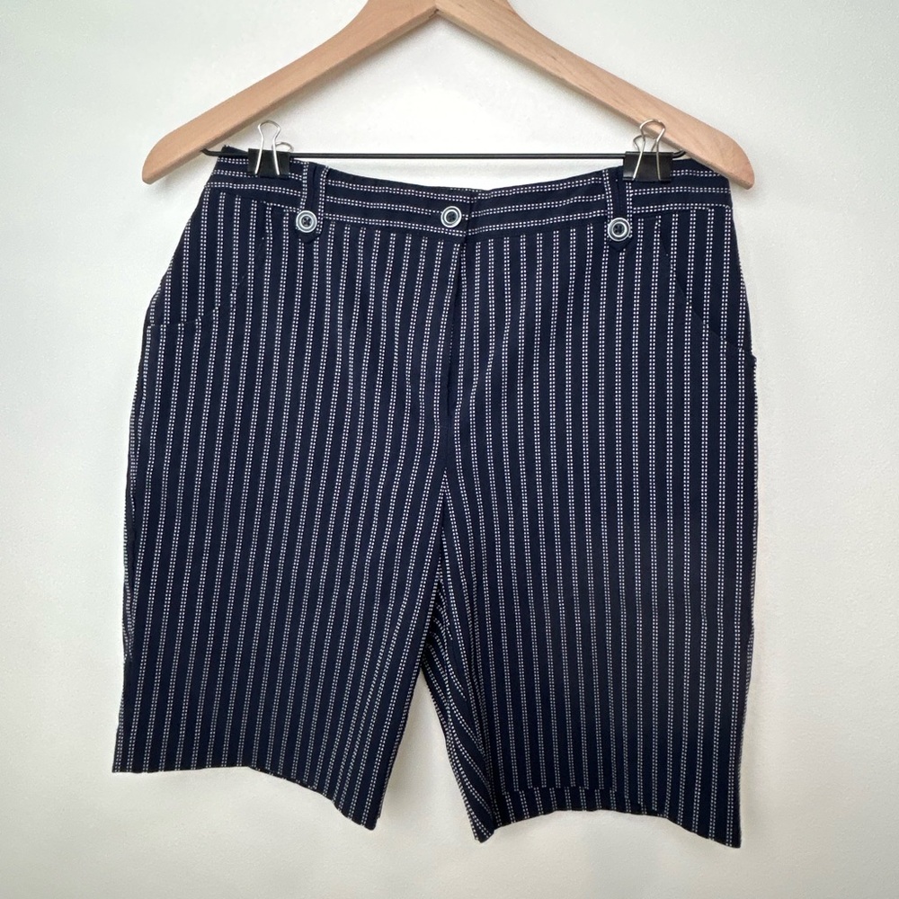 EP Pro Golf Shorts Women’s 10 Navy White Stripe 9” Inseam Bermuda #PreppyStyle - Picture 2 of 6